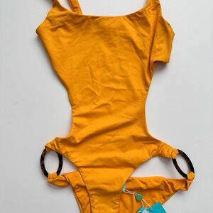 Melissa Odabash Geneva Apricot Swimsuit One Piece 6 Marigold Cutout